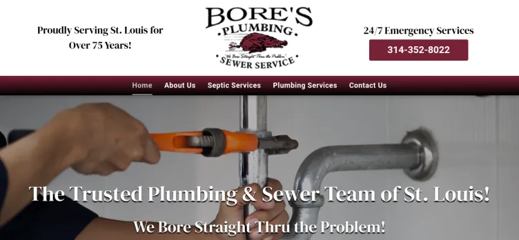 Screenshot Bore's Plumbing & Sewer Service