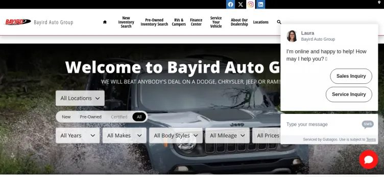 Screenshot Bayird Auto Group