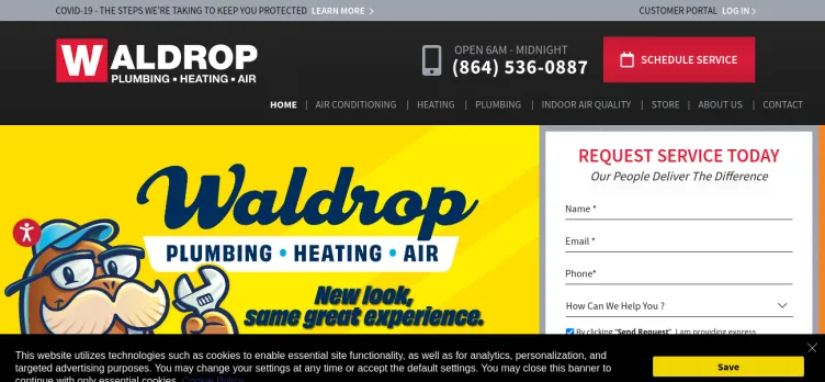 Screenshot Waldrop Plumbing, Heating, Air