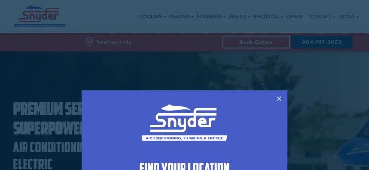 Screenshot Snyder Air Conditioning, Plumbing & Electric