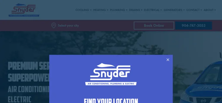 Screenshot Snyder Air Conditioning, Plumbing & Electric