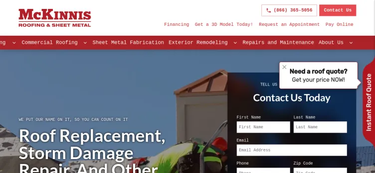 Screenshot McKinnis Roofing & Sheet Metal