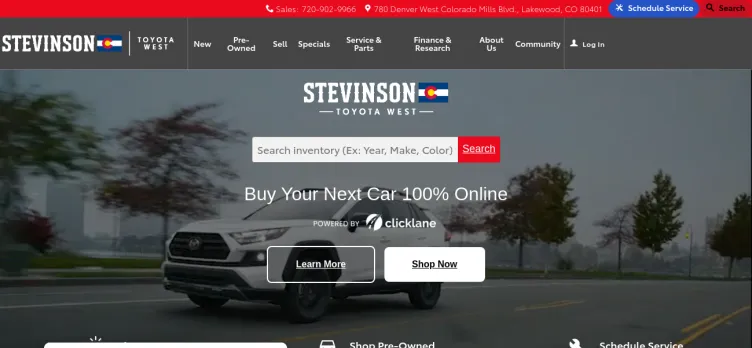 Screenshot Stevinson Toyota West