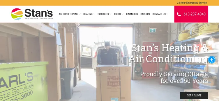 Screenshot Stan's Heating and Air Conditioning