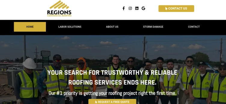 Screenshot Regions Commercial Roofing