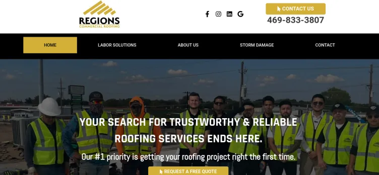 Screenshot Regions Commercial Roofing