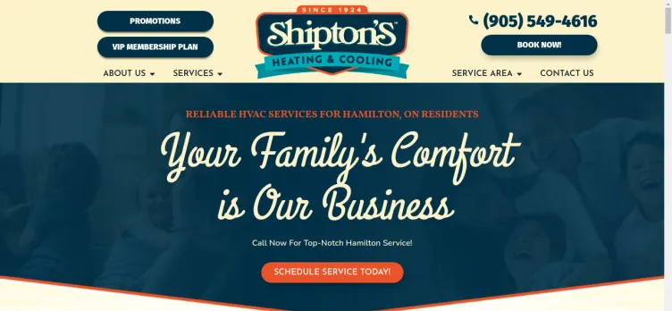 Screenshot Shipton's Heating & Cooling