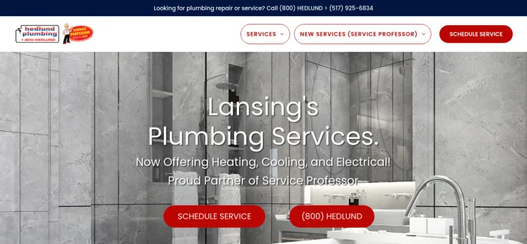 Screenshot Hedlund Plumbing Company