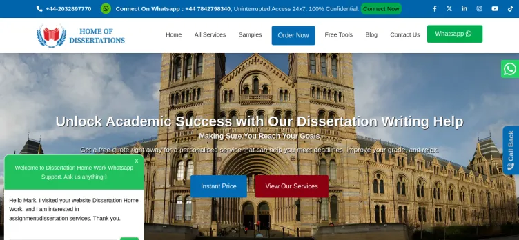 Screenshot Home of Dissertations