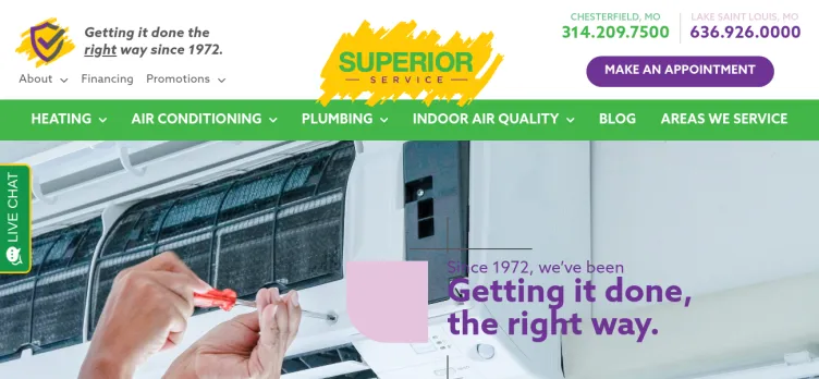 Screenshot Superior Heating | Cooling | Plumbing