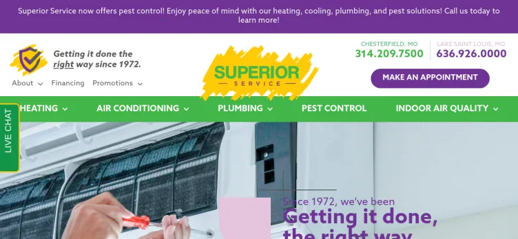 Screenshot Superior Heating | Cooling | Plumbing