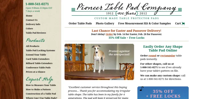 Screenshot Pioneer Table Pad Company