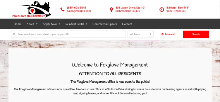 Screenshot Foxglove Management