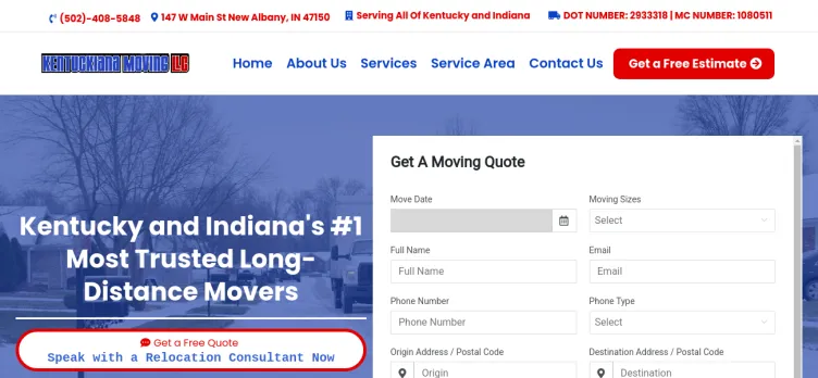 Screenshot Kentuckiana Moving Company