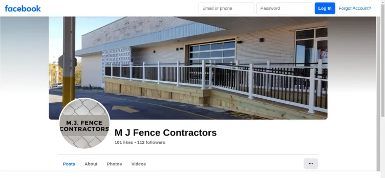 Screenshot M J Fence Contractors