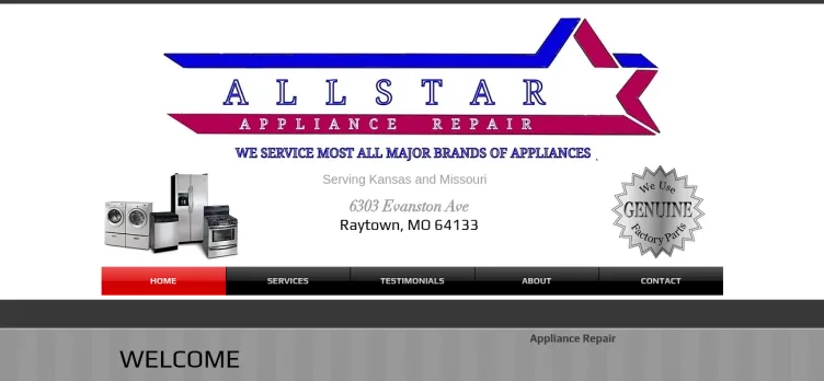 Screenshot All Star Appliance Repair