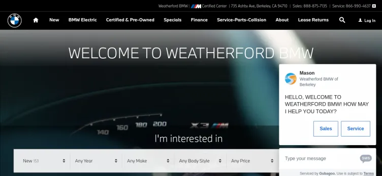 Screenshot Weatherford BMW of Berkeley