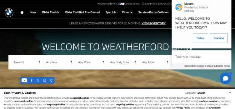 Screenshot Weatherford BMW of Berkeley