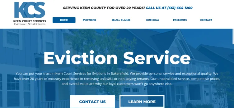 Screenshot Kern Tenant Screening and Kern Court Services