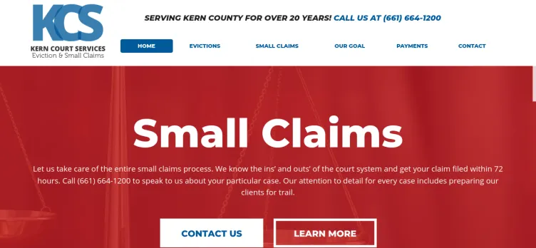 Screenshot Kern Tenant Screening and Kern Court Services