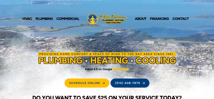 Screenshot Albert Nahman Plumbing Heating and Cooling