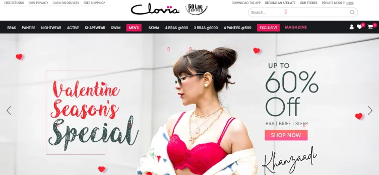 Screenshot Clovia