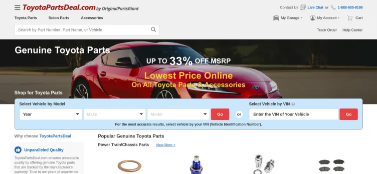 Screenshot Toyota Parts Zone