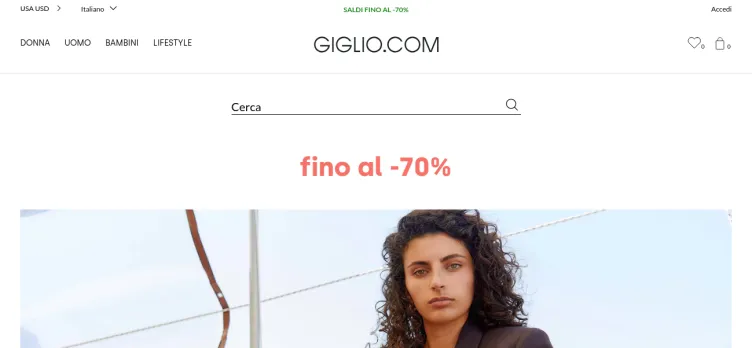 Screenshot Giglio.com Online Fashion Store