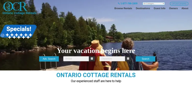 Screenshot Ontario Cottage Rentals