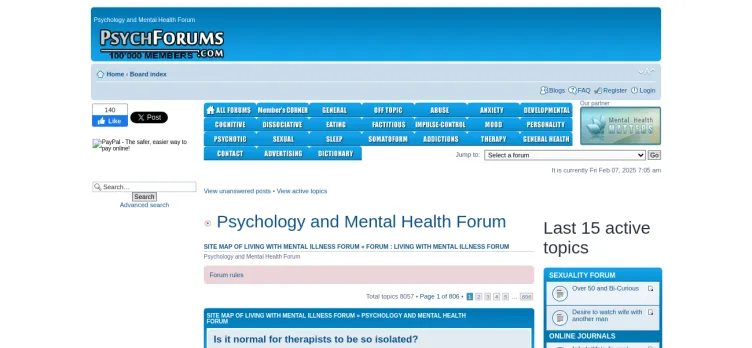 Screenshot PsychForums.com