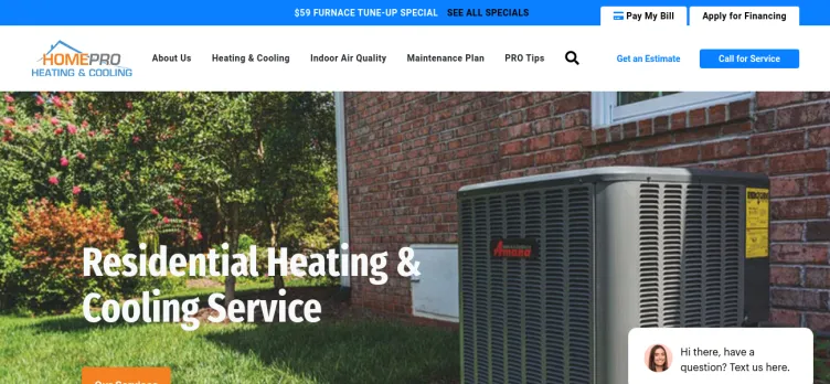 Screenshot Homepro Heating & Cooling