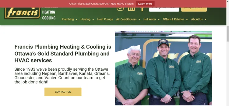 Screenshot Francis Plumbing & Heating