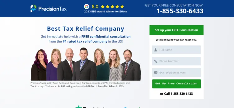 Screenshot Precision Tax Relief