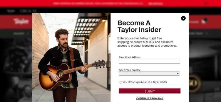 Screenshot Taylor Guitars