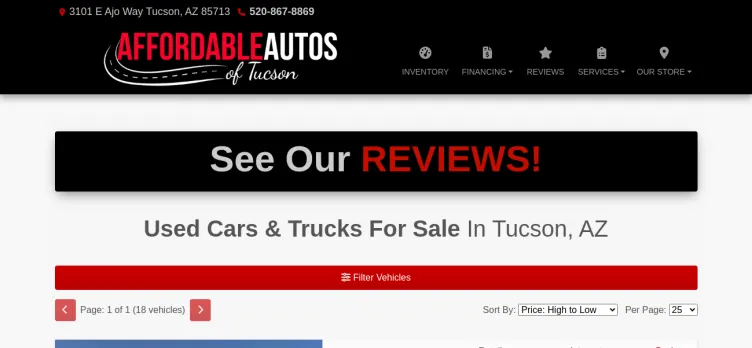 Screenshot Affordable Autos of Tucson