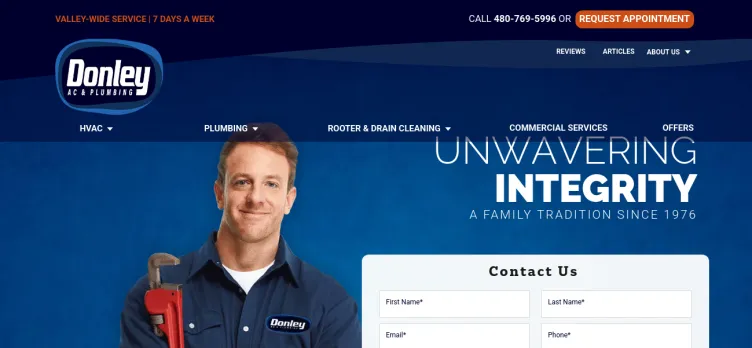 Screenshot Donley A/C & Plumbing