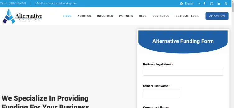 Screenshot Alternative Funding Group