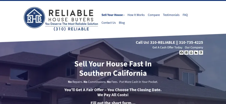 Screenshot Reliable House Buyers