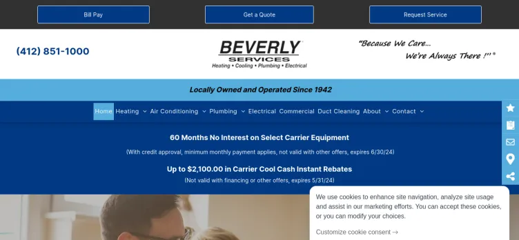 Screenshot Beverly Heating & Cooling