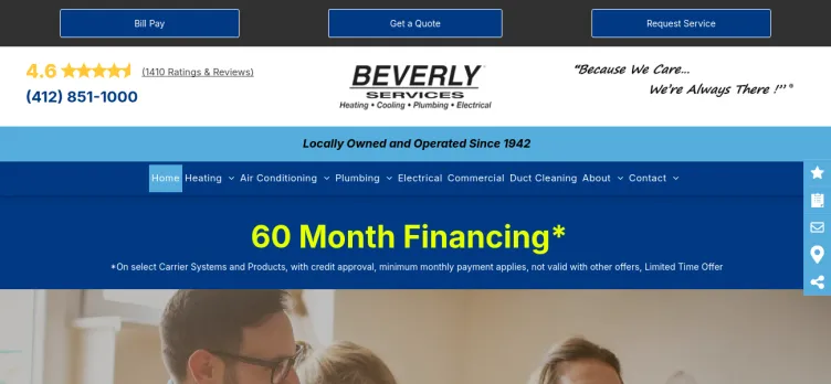 Screenshot Beverly Heating & Cooling