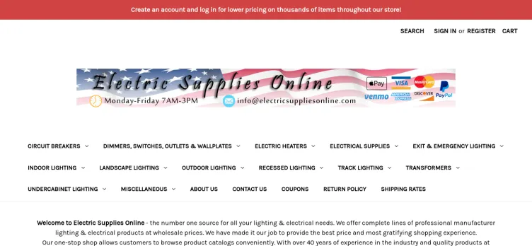 Screenshot Electric Supplies Online
