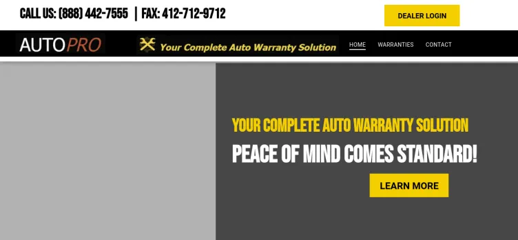 Screenshot AutoPro Warranty Company