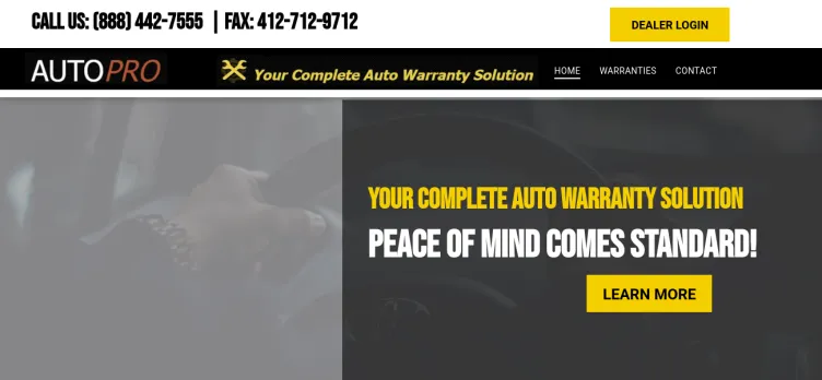 Screenshot AutoPro Warranty Company