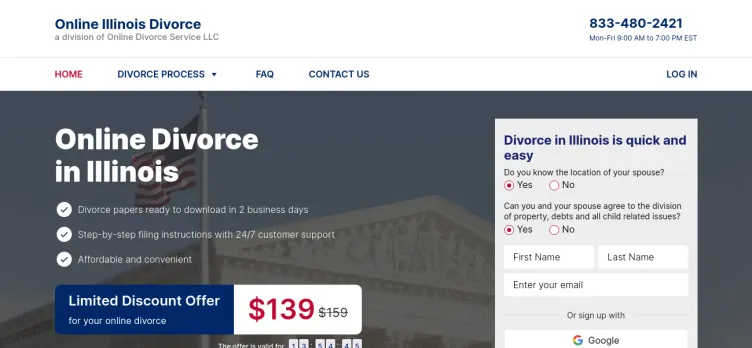Screenshot Online Illinois Divorce Assistance Service