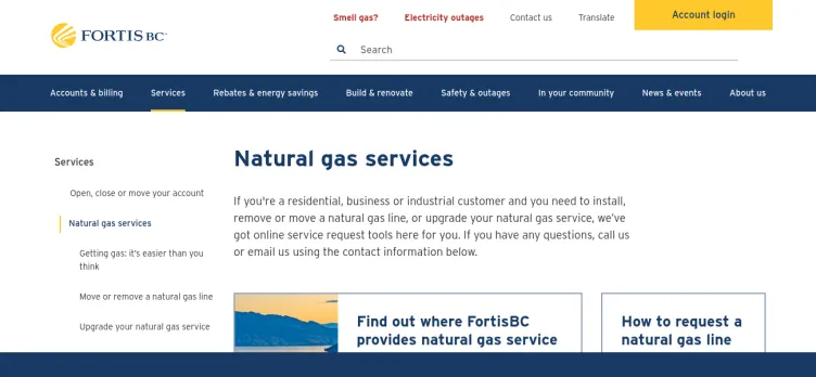 Screenshot FortisBC Energy
