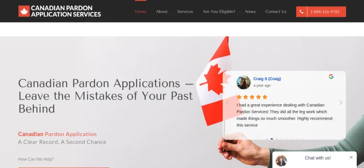 Screenshot Canadian Pardon Application Services