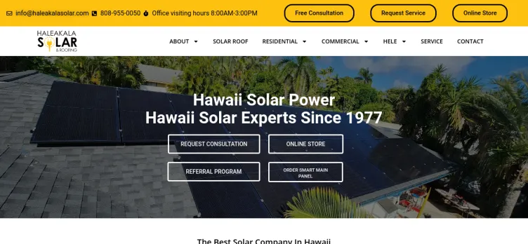 Screenshot Haleakala Solar & Roofing