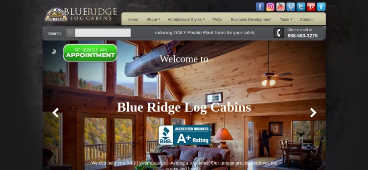 Screenshot Blue Ridge Log Cabins