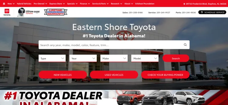 Screenshot Eastern Shore Toyota