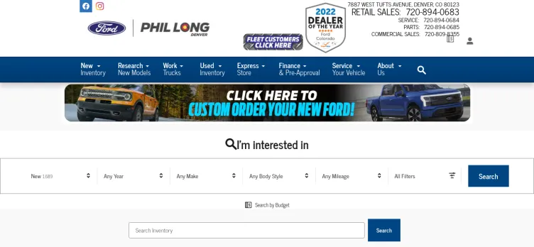 Screenshot Phil Long Ford of Denver